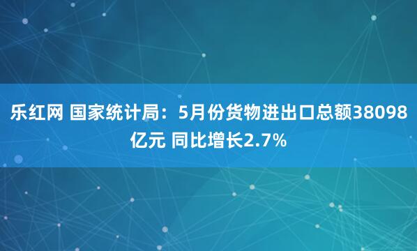 乐红网 国家统计局：5月份货物进出口总额38098亿元 同比增长2.7%