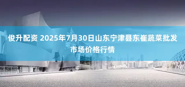俊升配资 2025年7月30日山东宁津县东崔蔬菜批发市场价格行情